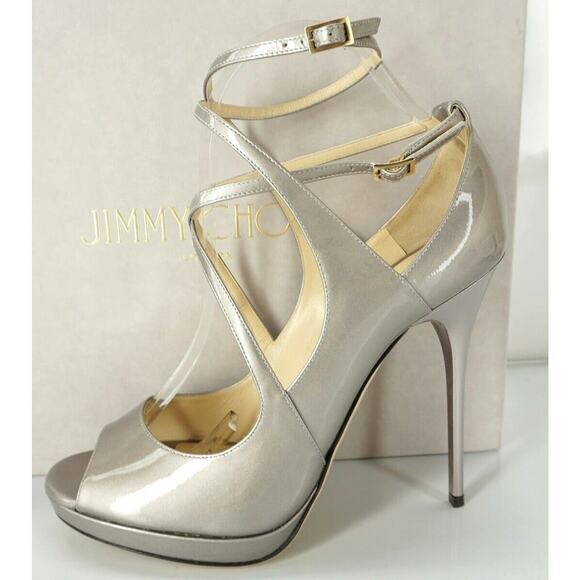 Jimmy Choo Metallic Patent Atlas Platform Strappy Sandals - Picture 10 of 10